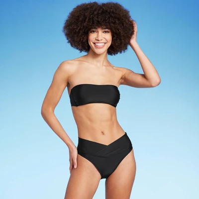 Women's Crossover High Leg Cheeky Mid-Rise Bikini Bottom - Wild Fable™ - Image 2