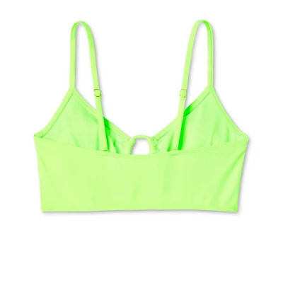 Women's Lace-Up Longline Bikini Top - Wild Fable™ Neon Green - Image 6