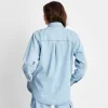 Women's Oversized Long Sleeve Collared Button-Down Denim Shirt - Universal Thread™ Light Wash