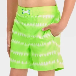 Boys' Striped Swim Shorts - Cat & Jack™ Lime Green