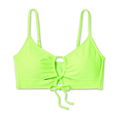 Women's Lace-Up Longline Bikini Top - Wild Fable™ Neon Green - Image 5