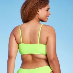 Women's Lace-Up Longline Bikini Top - Wild Fable™ Neon Green