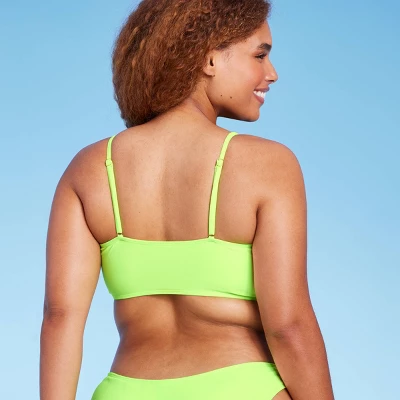 Women's Lace-Up Longline Bikini Top - Wild Fable™ Neon Green