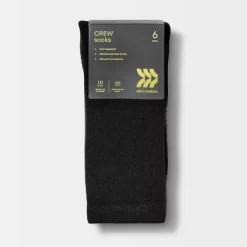 Women's Extended Size Cushioned 6pk Crew Athletic Socks - All In Motion™ - Black