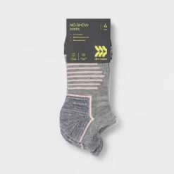 Women's Active Accents Cushioned 4pk No Show Tab Athletic Socks - All In Motion™ 4-10