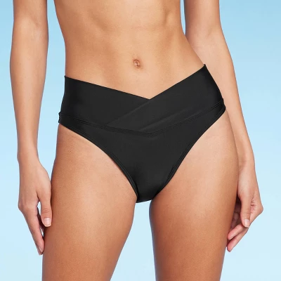 Women's Crossover High Leg Cheeky Mid-Rise Bikini Bottom - Wild Fable™ - Image 3