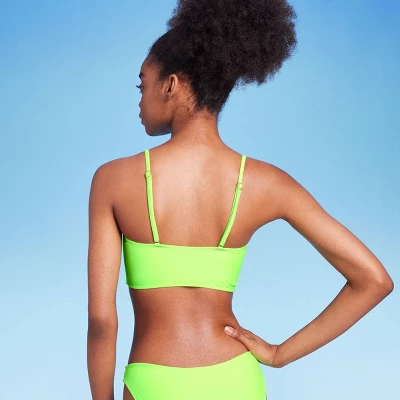 Women's Lace-Up Longline Bikini Top - Wild Fable™ Neon Green - Image 4