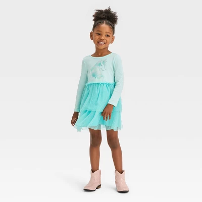 Toddler Girls' Unicorn Long Sleeve Dress - Cat & Jack™ Aqua Blue - Image 2