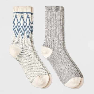 Women's 2pk Lightweight Super Soft Fair Isle Diamond Crew Socks - All In Motion™ 4-10 - Image 3