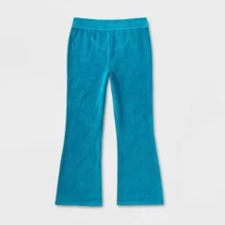 Girls' Adaptive Velour Flare Pull-On Pants - Cat & Jack™ Teal Blue